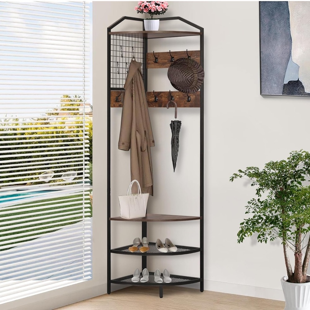 BRAND NEW IN BOX Corner Hall Tree with Bench and Shoe Storage